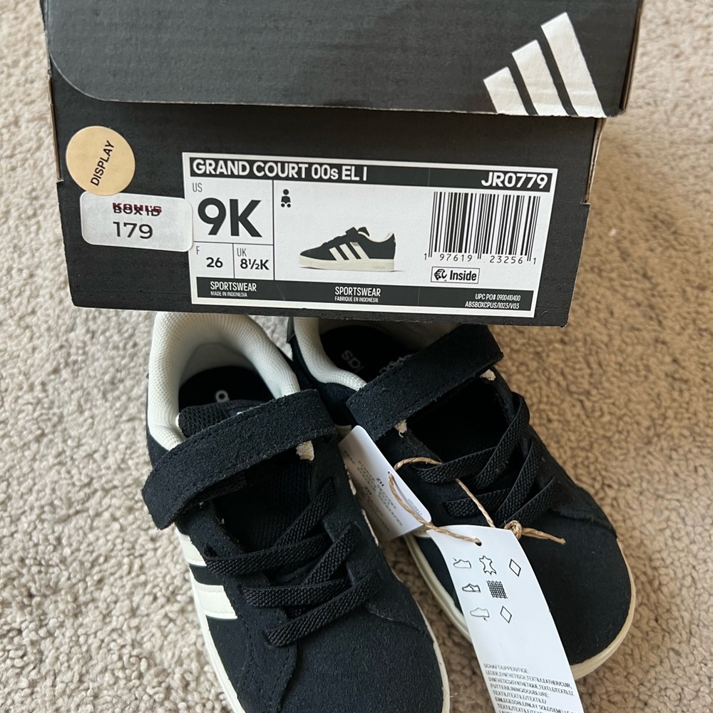 Adidas Toddler Grand Court Black and White Sneakers